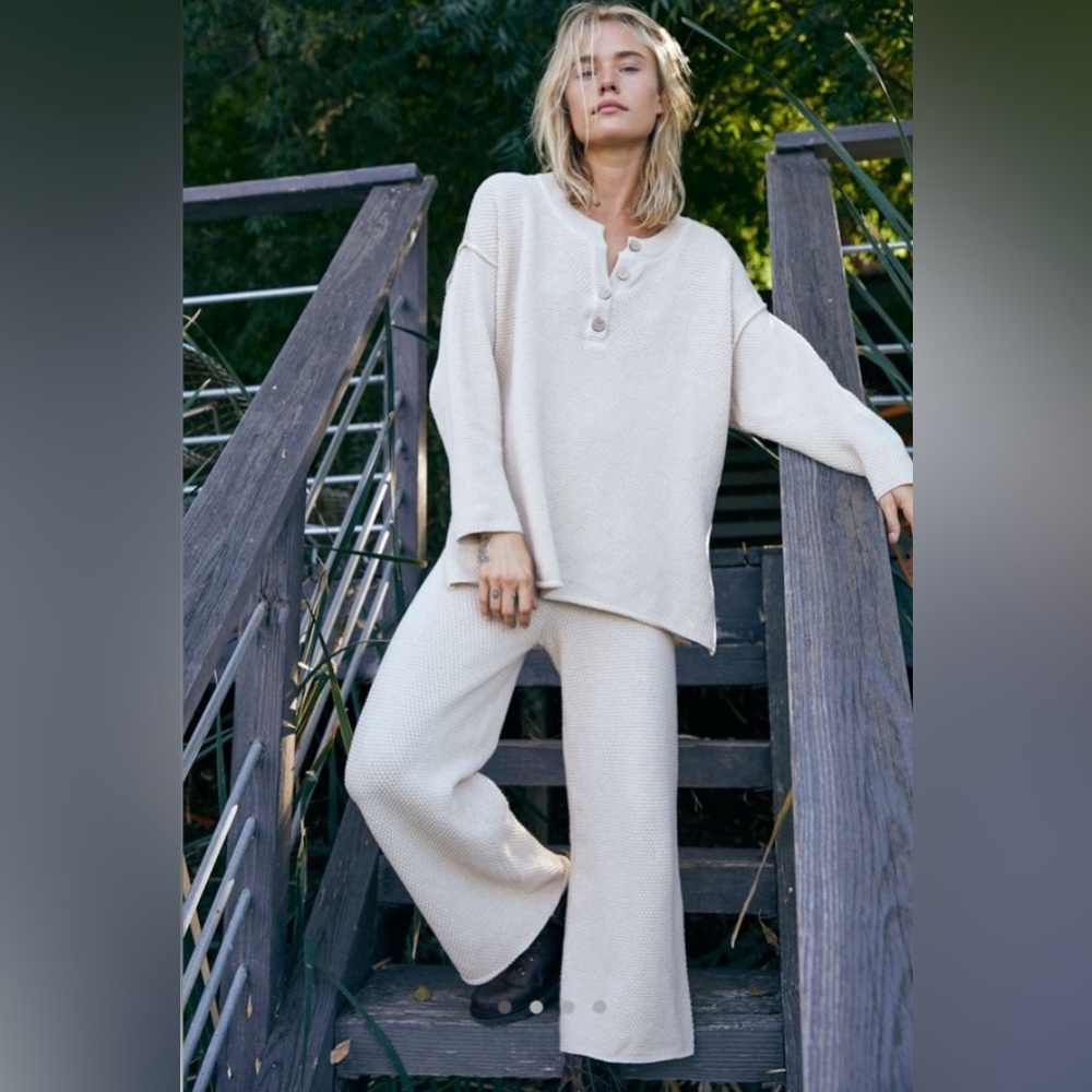 Free People Hailee Cream Sweater Set